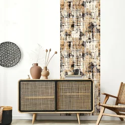 New Ambiance Sticker Papier peint intissé pré-encollé - SCANDINAVE ABSTRAIT TONS AUTOMNE - 1 rouleau de 300x60cm