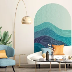 Ambiance Sticker Papier peint intissé pré-encollé fresques géantes - ARCHE VAGUES ABSTRAITES EN OCÉAN - 85x60cm* Papier Peint Géométrique
