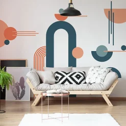 New Ambiance Sticker Papier peint intissé pré-encollé fresques géantes - ARCHES ART MODERNE ET DEMI CERCLES - 80x60cm