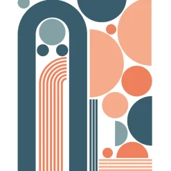 New Ambiance Sticker Papier peint intissé pré-encollé fresques géantes - ARCHES ART MODERNE ET DEMI CERCLES - 80x60cm