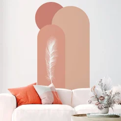 Hot Ambiance Sticker Papier peint intissé pré-encollé fresques géantes - ARCHES ET PLUME ROSE - 200x120cm