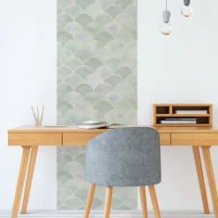 Ambiance Sticker Papier peint intissé pré-encollé - ORNEMENTS CHIC VERT - 1 rouleau de 300x60cm* Papier Peint Art Déco|Papier Peint Pour Salon