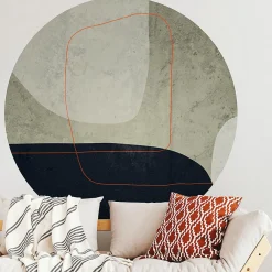 Online Ambiance Sticker Papier peint intissé pré-encollé fresques géantes - FRESQUE ABSTRAITE LIGNE ORANGE - 90x90cm