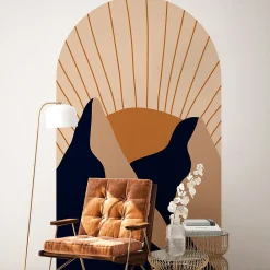 Ambiance Sticker Papier peint intissé pré-encollé fresques géantes - ARCHE MONTAGNES AU CRÉPUSCULE - 150x90cm* Papier Peint Art Déco