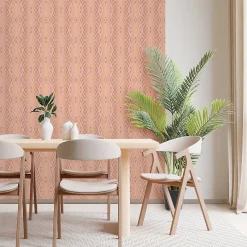 New Ambiance Sticker Papier peint intissé pré-encollé - SCANDINAVE ART DÉCO ROSÉ - 1 rouleau de 300x60cm