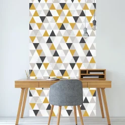 Sale Ambiance Sticker Papier peint intissé pré-encollé - MOTIF GÉOMÉTRIQUE SCANDINAVE TRIANGLES - 1 rouleau de 300x60cm