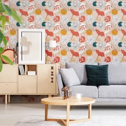 Ambiance Sticker Papier peint intissé pré-encollé - ABSTRAIT FLEURS MULTICOLOR - 1 rouleau de 300x60cm* Papier Peint Fleuri
