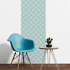 Ambiance Sticker Papier peint intissé pré-encollé - RÉTRO ORNEMENTS AQUAMARINE ET JAUNE - 1 rouleau de 300x60cm* Papier Peint Art Déco