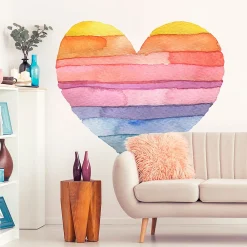 Online Ambiance Sticker Papier peint intissé pré-encollé fresques géantes - CŒUR ARC-EN-CIEL - 60x60cm