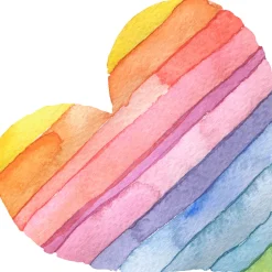 Online Ambiance Sticker Papier peint intissé pré-encollé fresques géantes - CŒUR ARC-EN-CIEL - 60x60cm