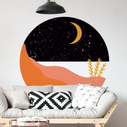Hot Ambiance Sticker Papier peint intissé pré-encollé fresques géantes - ROND BORD DE MER NOIR - 90x90cm