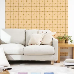 Ambiance Sticker Papier peint intissé pré-encollé - RÉTRO BEIGE ET JAUNE - 1 rouleau de 300x60cm* Papier Peint Vintage