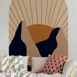 Ambiance Sticker Papier peint intissé pré-encollé fresques géantes - ARCHE MONTAGNES AU CRÉPUSCULE - 100x60cm* Papier Peint Art Déco
