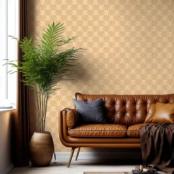 New Ambiance Sticker Papier peint intissé pré-encollé - SCANDINAVE ART DÉCO BEIGE ARCHES - 1 rouleau de 300x60cm