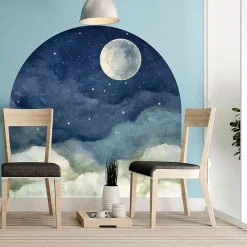 Ambiance Sticker Papier peint intissé pré-encollé fresques géantes - NUIT AU CLAIRE DE LA LUNE - 60x60cm* Papier Peint Imitant