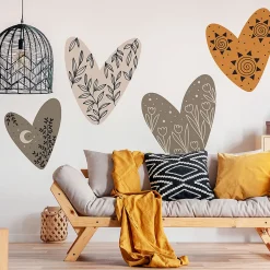 Ambiance Sticker Papier peint intissé pré-encollé fresques géantes - CŒURS ETHNIQUE - 90x90cm* Papier Peint Art Déco