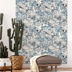 Ambiance Sticker Papier peint intissé pré-encollé - SCANDINAVE PIERRE BLEUE ET GRISE - 1 rouleau de 300x60cm* Papier Peint Imitant