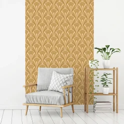 Ambiance Sticker Papier peint intissé pré-encollé - SCANDINAVE ART DÉCO BEIGE - 1 rouleau de 300x60cm* Papier Peint Art Déco
