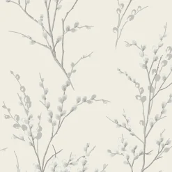 Clearance Laura Ashley Papier peint intissé Pussy willow imprimé fleurs blanc cassé L.1000 x l.52cm