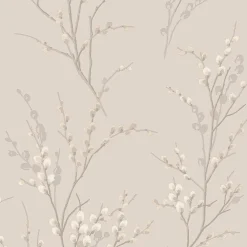 Clearance Laura Ashley Papier peint intissé Pussy willow imprimé fleurs beige L.1000 x l.52cm
