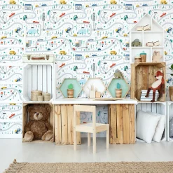 Discount Muralo Papier Peint Intissé RUE Véhicules Pour Chambre D'Enfant