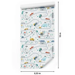 Discount Muralo Papier Peint Intissé RUE Véhicules Pour Chambre D'Enfant