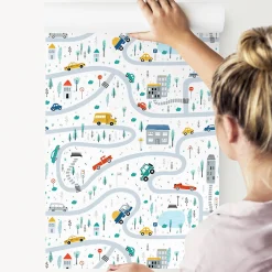 Discount Muralo Papier Peint Intissé RUE Véhicules Pour Chambre D'Enfant