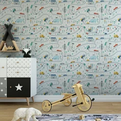 Discount Muralo Papier Peint Intissé RUE Véhicules Pour Chambre D'Enfant