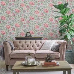 Laura Ashley Papier peint intissé Tapestry floral imprimé fleurs et branchages gris L.1000 x l.52cm