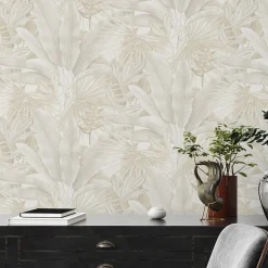 Best A.S. Creation Papier peint intissé vintage feuillage beige mat l.1005 x l.53cm, As Création
