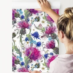 Discount Muralo Papier Peint LIBELLULE Feuilles FLEURS Pour La Chambre