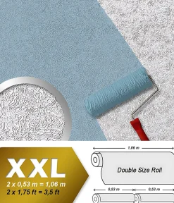 Edem Papier peint non-tissé 80333BR60 blanc à peindre texturé décorative largeuer double* Papier Peint À Peindre
