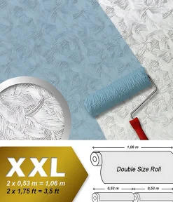 Edem Papier peint non-tissé 80322BR60 blanc à peindre texturé de trait de pinceau 1 rouleau* Papier Peint À Peindre