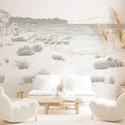99DECO Papier peint panoramique - Cap Ferret - Vert - intissé : 150g/m² - 9 lés : 432x270cm* Papier Peint Panoramique