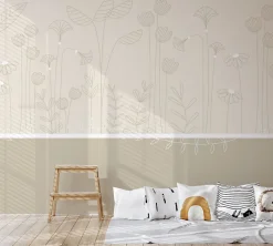Acte Déco Papier peint panoramique enfant Mélodie des plantes, Beige 150 x 250cm*Enfant Papier Peint Enfant