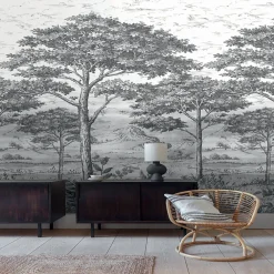 GoodHome Papier peint panoramique Intissé Turcoaz noir et blanc 280 x 159 cm* Papier Peint Noir Et Blanc|Papier Peint Panoramique
