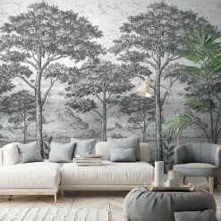 GoodHome Papier peint panoramique Intissé Turcoaz noir et blanc 280 x 159 cm* Papier Peint Noir Et Blanc|Papier Peint Panoramique