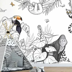 Acte Déco Papier peint panoramique enfant Jungle, Couleurs 150 x 250cm*Enfant Papier Peint Enfant