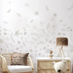 Acte Déco Papier peint panoramique enfant Danse des Feuilles, Gris clair 525 x 250cm*Enfant Papier Peint Enfant