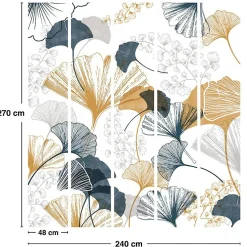 99DECO Papier peint panoramique - Gingko - Multicolore - intissé : 150g/m² - 5 lés : 240x270cm* Papier Peint Panoramique