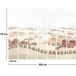 99Deco Papier peint panoramique - Campagne - Rouge - intissé : 150g/m² - 7 lés : 336x270cm* Papier Peint Panoramique
