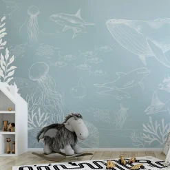 Acte Déco Papier peint panoramique enfant Océan, Bleu ciel 450 x 250cm*Enfant Papier Peint Enfant
