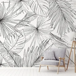 99DECO Papier peint panoramique - Lamnar - Noir - intissé : 150g/m² - 7 lés : 336x270cm* Papier Peint Panoramique