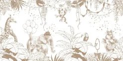 Best Acte Déco Papier peint panoramique enfant Cirque de la jungle, Brun clair 340 x 250cm