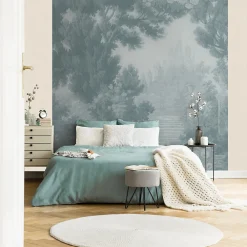 Hot Lutece Papier peint panoramique vinyle intissé Villa Rosalie mat et satiné paysage, foret bleu l.1400 x l.53 cm
