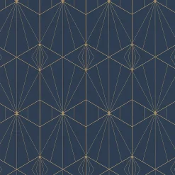 Online Lutece Papier peint Park avenue vinyle intissé motif art déco bleu et or