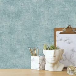 GoodHome Papier peint pré-encollé vinyle intissé uni bleu pailleté Easy Roll Bagatelle l.53 x H.1005 cm* Papier Peint Pour Couloir|Papier Peint Pré-Encollé