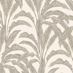 GoodHome Papier peint pré-encollé vinyle intissé feuillage Easy Roll Duffy feuillage beige l.53 x H.1005 cm