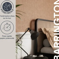 Best GoodHome Papier peint pré-encollé vinyle intissé géométrique Easy Roll Barrington rose l.53 x H.1005 cm