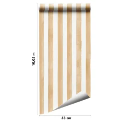 GoodHome Papier peint pré-encollé vinyle à rayures Easy Roll Satori rayures jaune ocre l.53 x H.1005 cm* Papier Peint Pour Couloir|Papier Peint Pour Chambre